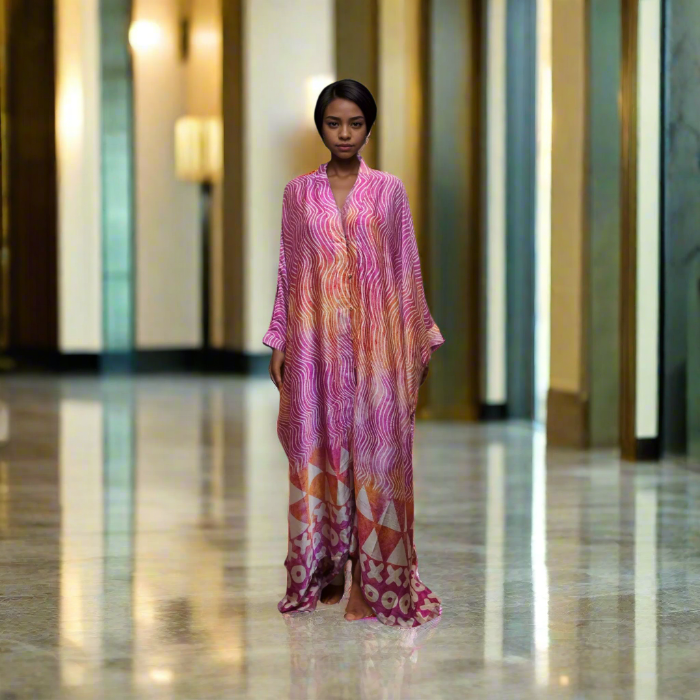 Sanjules Luxurious Silk Satin Oversized Kimono