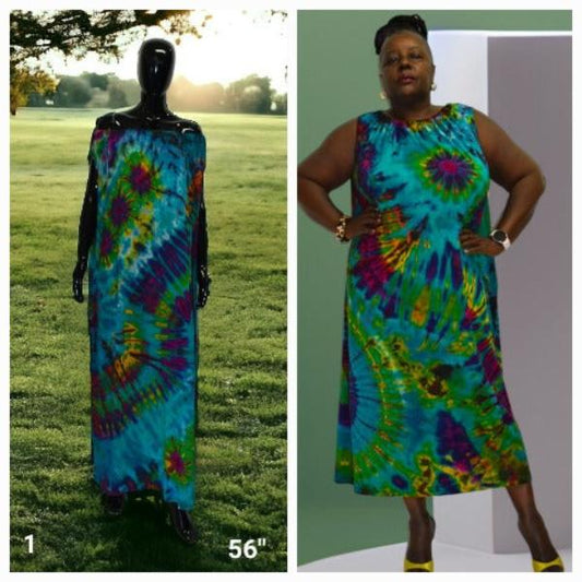 Relaxed fit elastic top dress 56 inches long-Dresses-SanJules