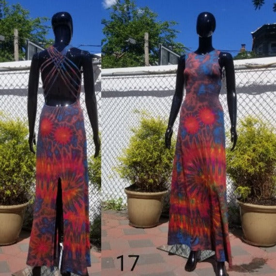 Check my back dark brown base tie dye dress-Dresses-SanJules