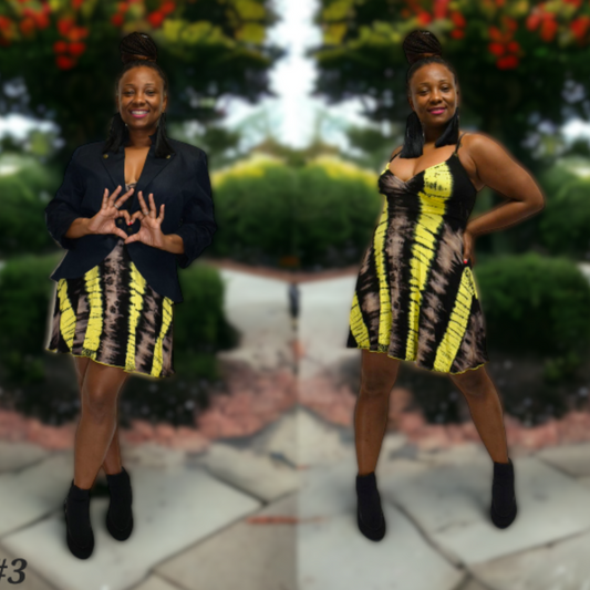 Flirty short sexy Yellow and black dress--SanJules