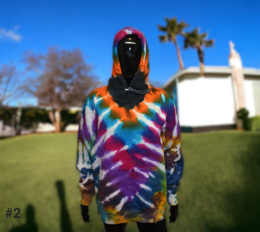 Tie-dye hooded sweatshirt.