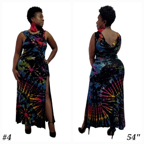 SanJules black base multi color tie dye Sonya gown -Dresses-SanJules