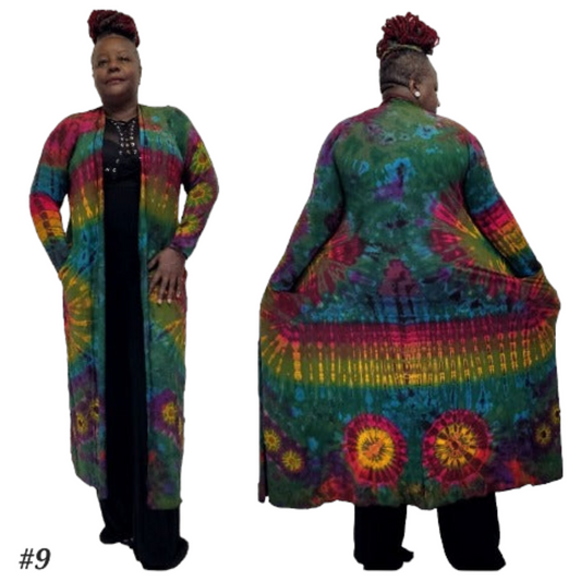 Army green base hand-dyed tie-dye duster - Bring the Drama - SanJules