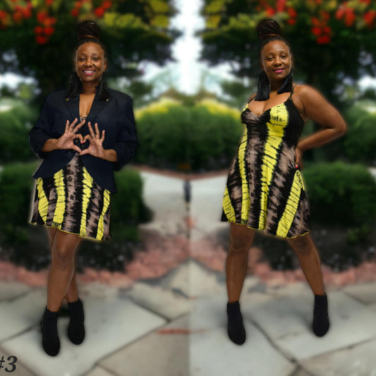 Flirty short sexy Yellow and black dress--SanJules