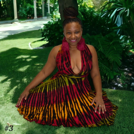 Short wrap dress black multi color tie dye base -Dresses-SanJules