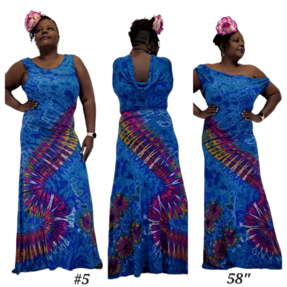 Sassy Gown blue base tie dye-Dresses-SanJules