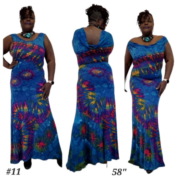 Sassy Gown blue base tie dye-Dresses-SanJules