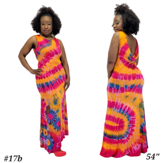 Sassy Gown pink base tie dye-Dresses-SanJules