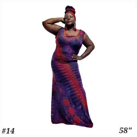 Purple base hand made tie dye Sonya Gown-Dresses-SanJules