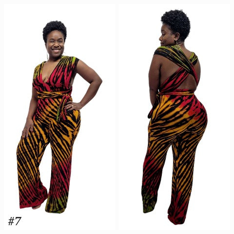 Wrap top jumpsuit multi tie dye. Jumper-SanJules