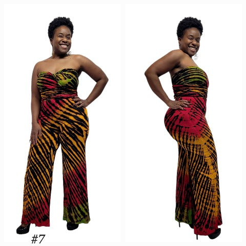 Wrap top jumpsuit multi color tie dye. Jumper-SanJules