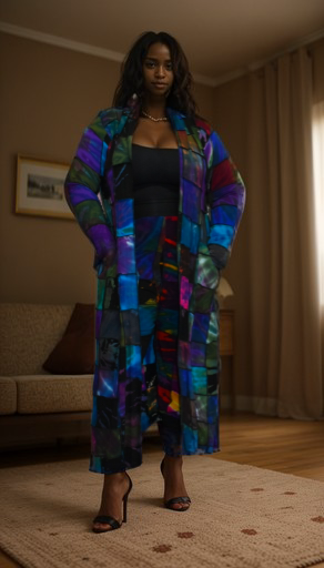 Long sleeve patchwork duster