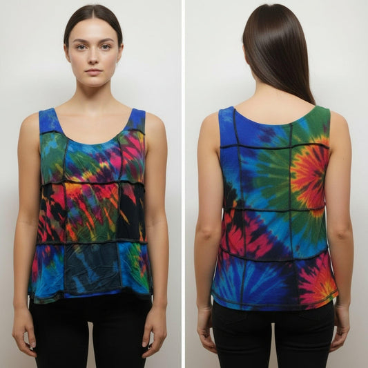 Sleeveless patch top Hi-Lo