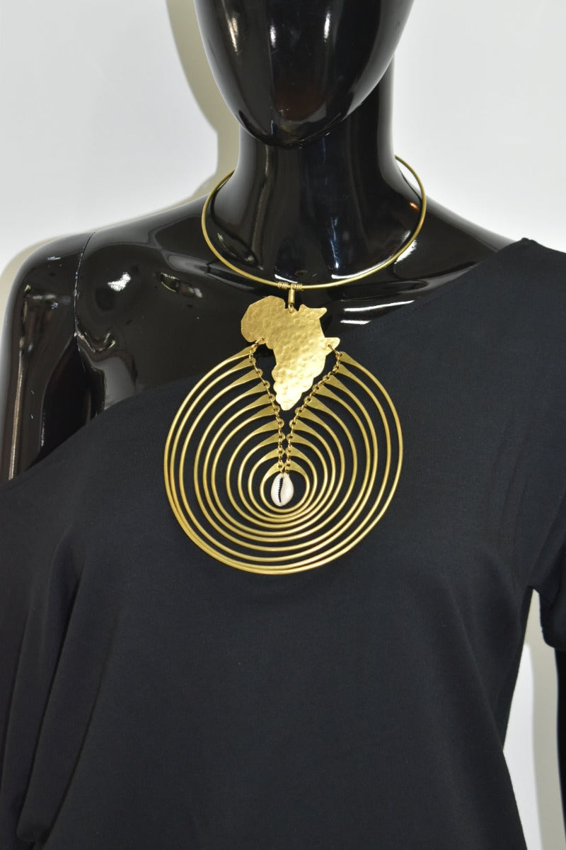 Africa Brass map necklace