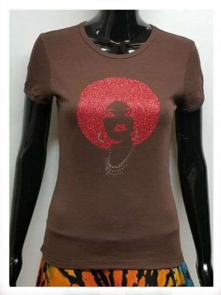 Foxy red afro-T Shirt-SanJules