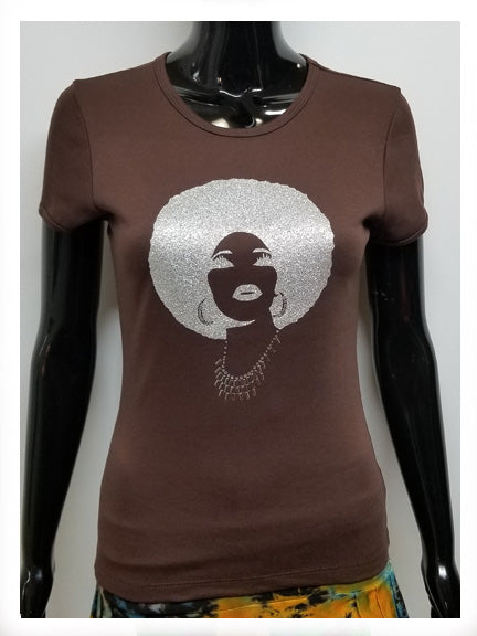 Foxy all silver afro-T Shirt-SanJules