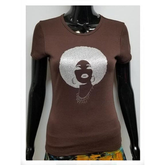 Foxy all silver afro-T Shirt-SanJules