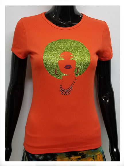 Foxy green and pink afro-T Shirt-SanJules