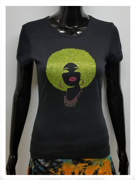 Foxy green and pink afro-T Shirt-SanJules