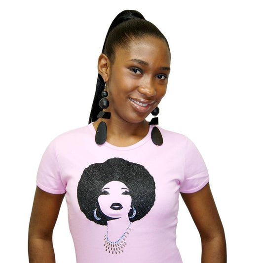 Foxy Metallic black afro T-T Shirt-SanJules