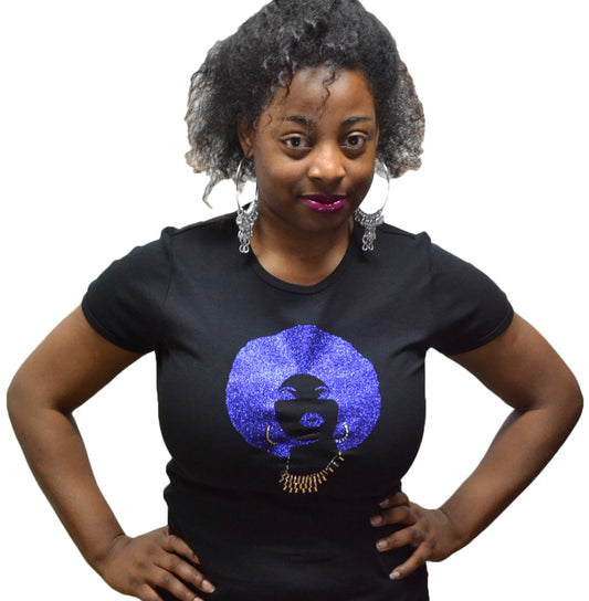 Foxy blue afro-T Shirt-SanJules