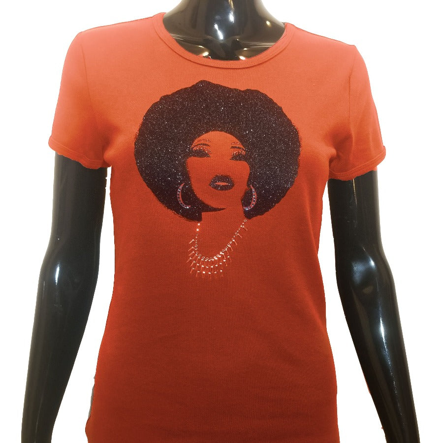 Foxy Metallic black afro T-T Shirt-SanJules