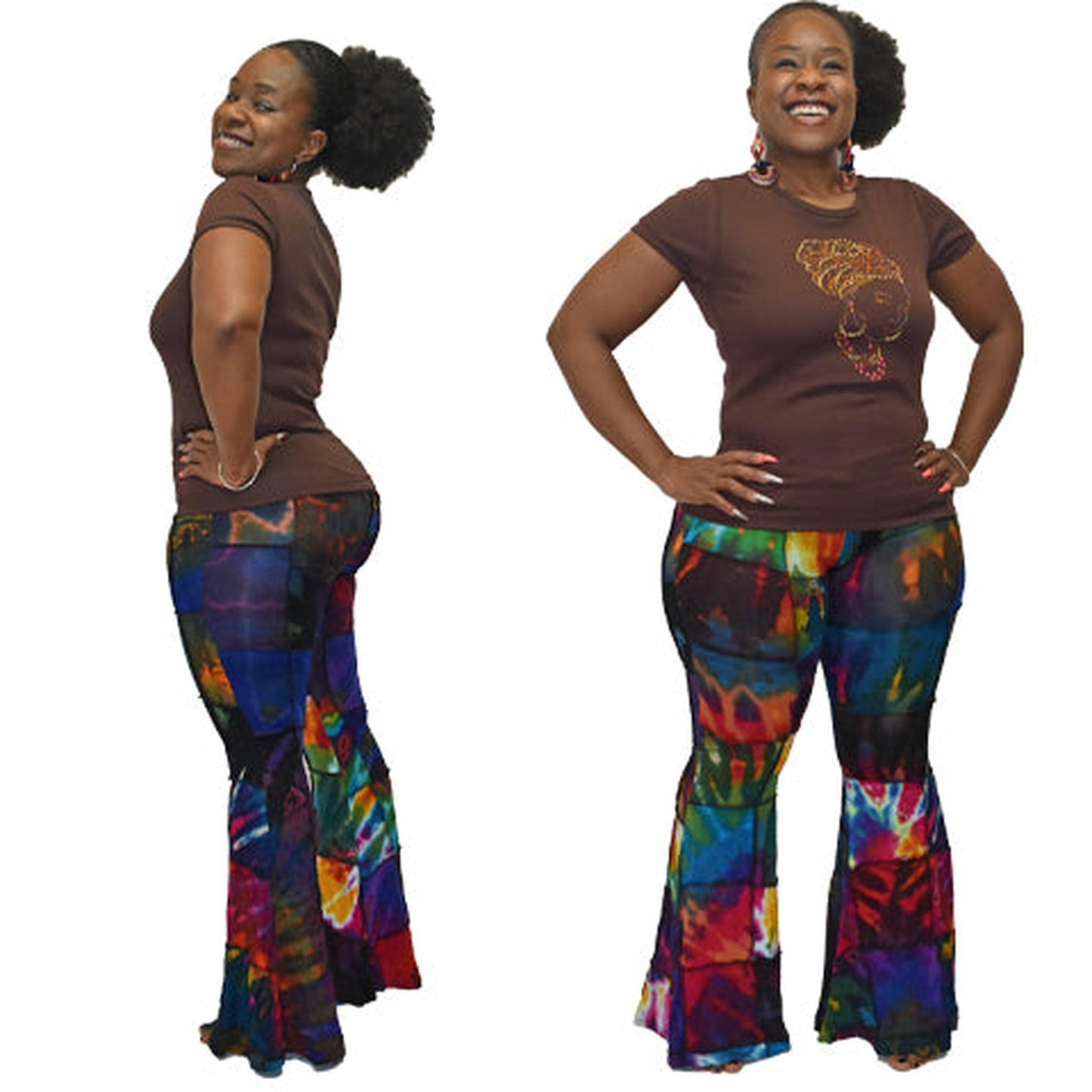 Flare patchwork bell bottom pants