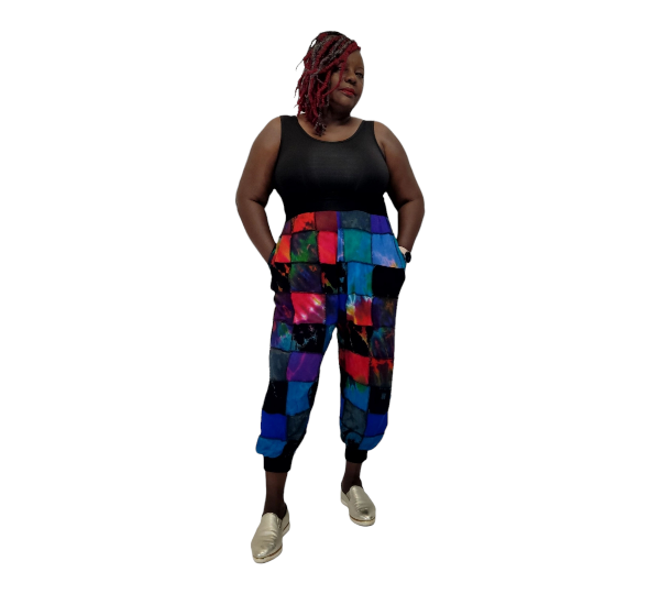 High waist tie dye patch jogger SanJules