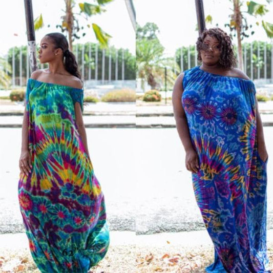 Relaxed fit elastic top dress 54 and 56 inches long-Dresses-SanJules