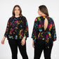 Black Multicolor Open back SanJules top