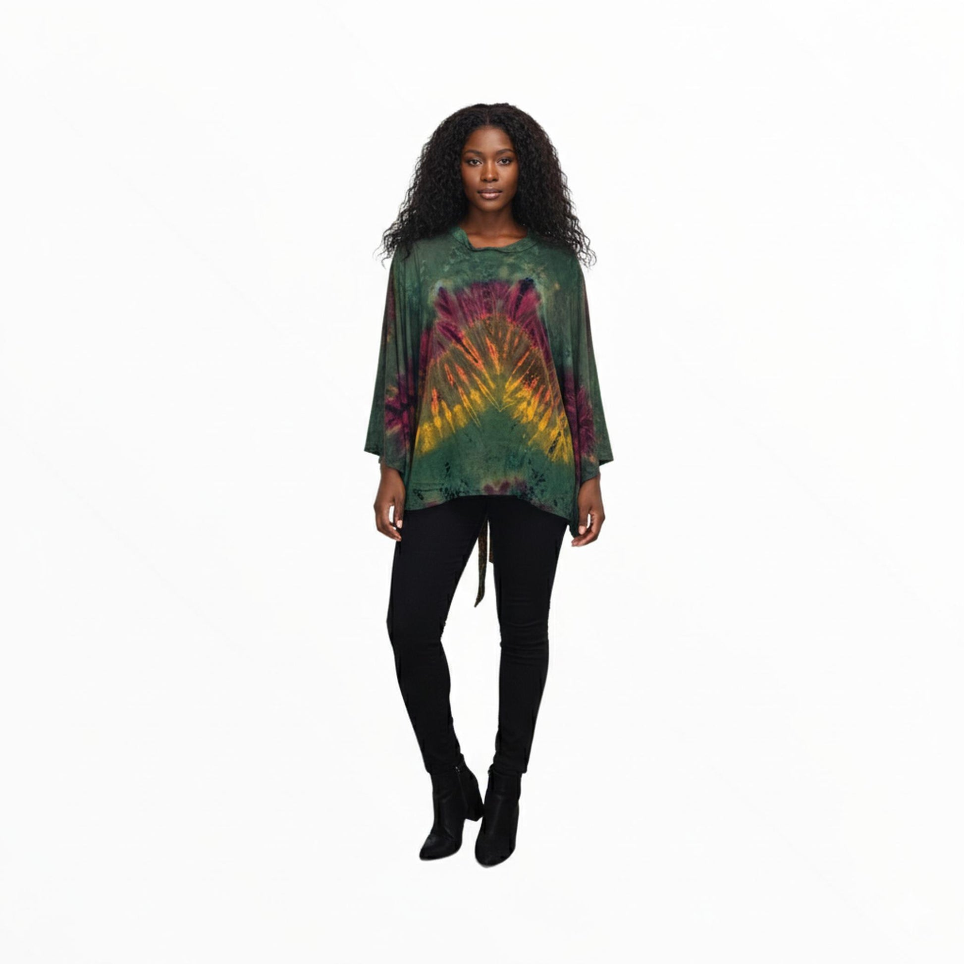 Army Green base tie-dye Open back SanJules top