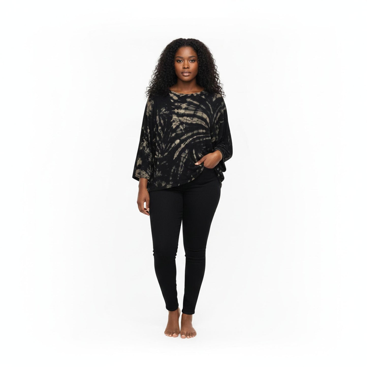 Black and Cream tie-dye Open back SanJules top