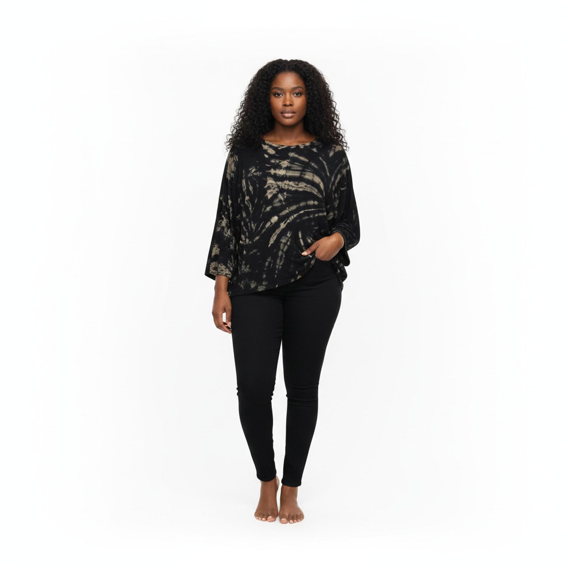 Black and Cream tie-dye Open back SanJules top