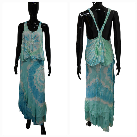 Tie dye light weight cotton wrap dress and top