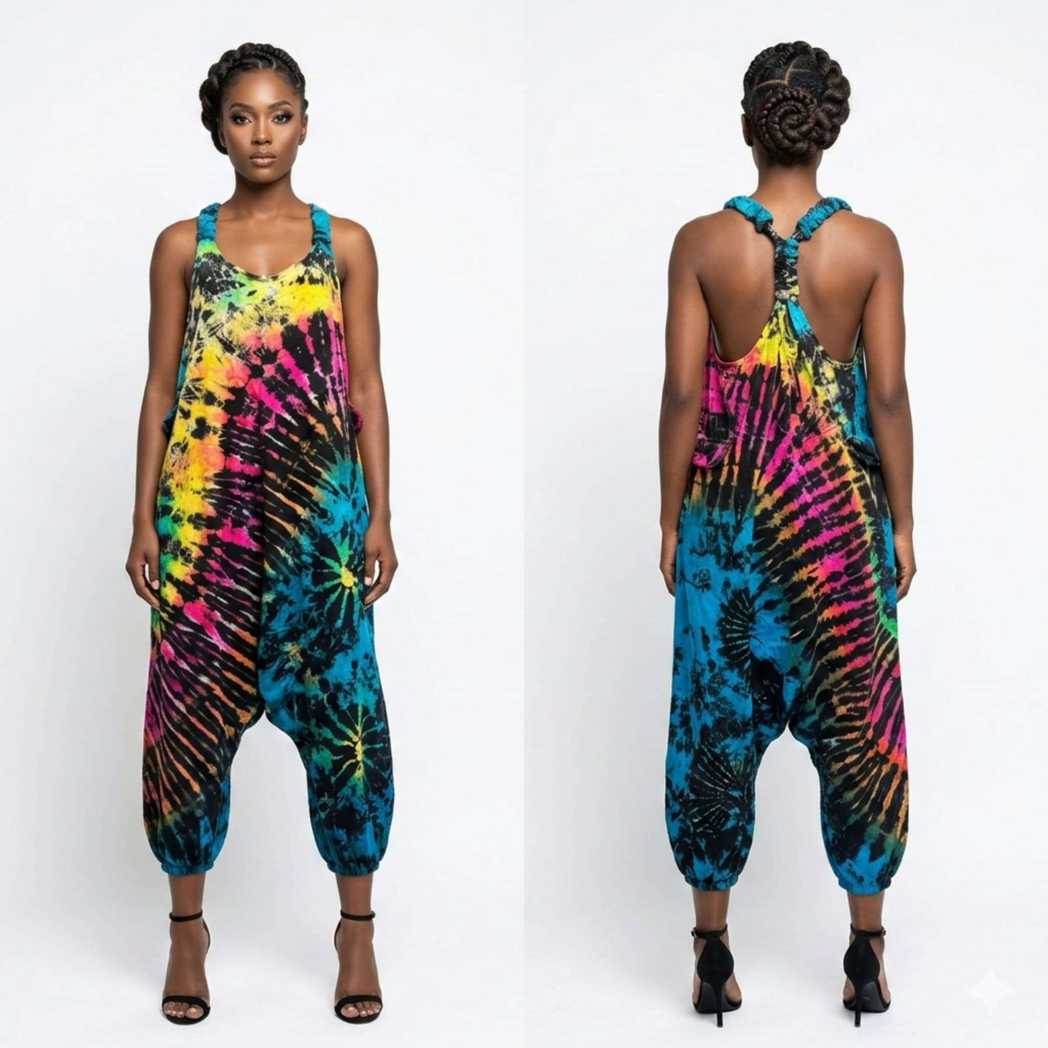Hand-Dyed Harem Jumpsuit with Pockets | Tie Dye Jumper | SanJules