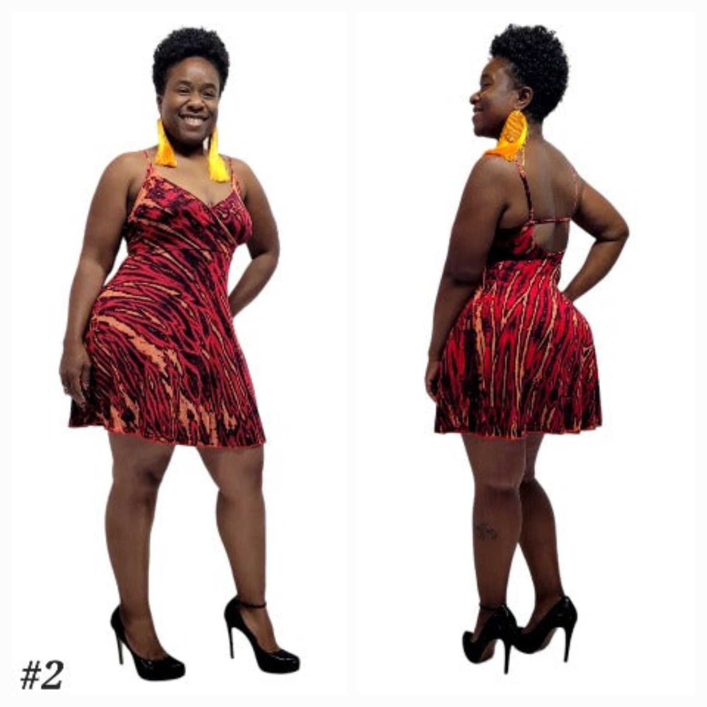 Flirty short sexy red tie dye dress-Dresses-SanJules