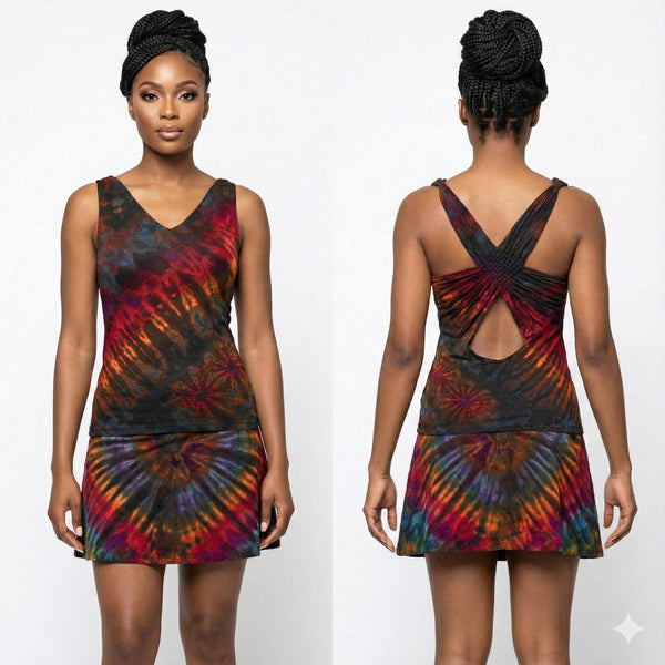 Hand-Dyed Braided X Back Top | Sleeveless Viscose SummerTop | SanJules