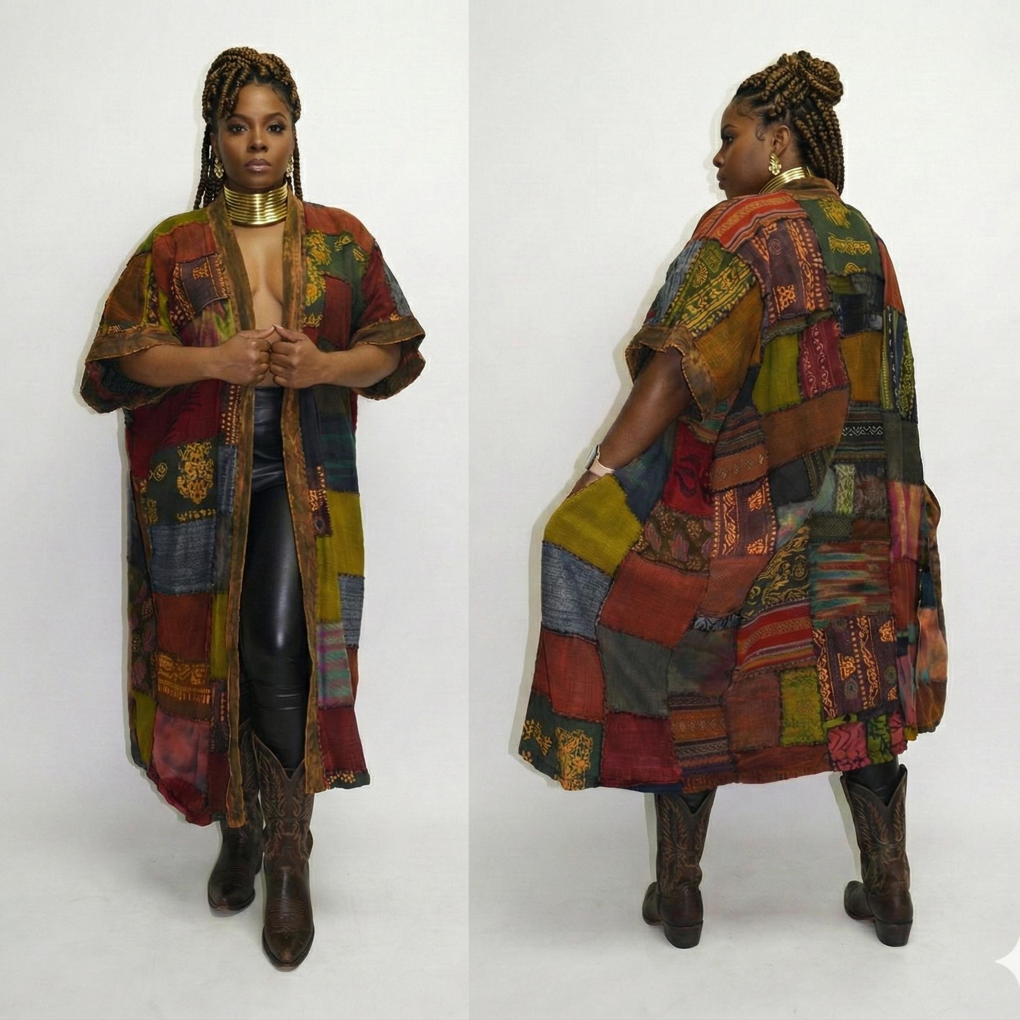 Reversible Cotton Patchwork Duster jacket 2-in-1 Jacket | SanJules