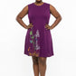 Woman wearing a purple dress with floral embroidery-SanJules