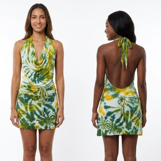 Mini Halter Final Sale Adjustable Hand-Dyed | Open Back Bodycon Midi