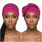 Two views of a woman wearing a pink hat with black stripes on a white background-Sanjules
