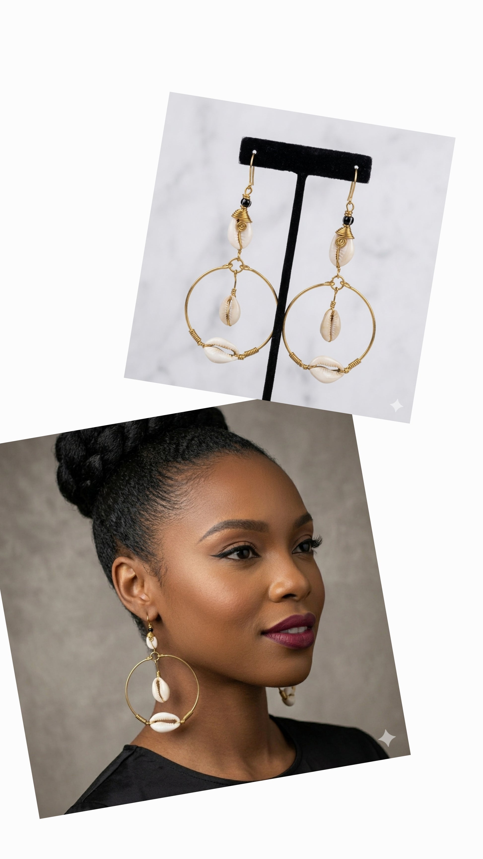 Kenyan cowrie shell earrings