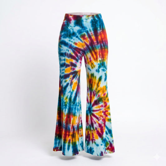 Miami Wide Leg Seam-Out Pants tie-dye — hip-hugging fit with flowy wide leg, white background