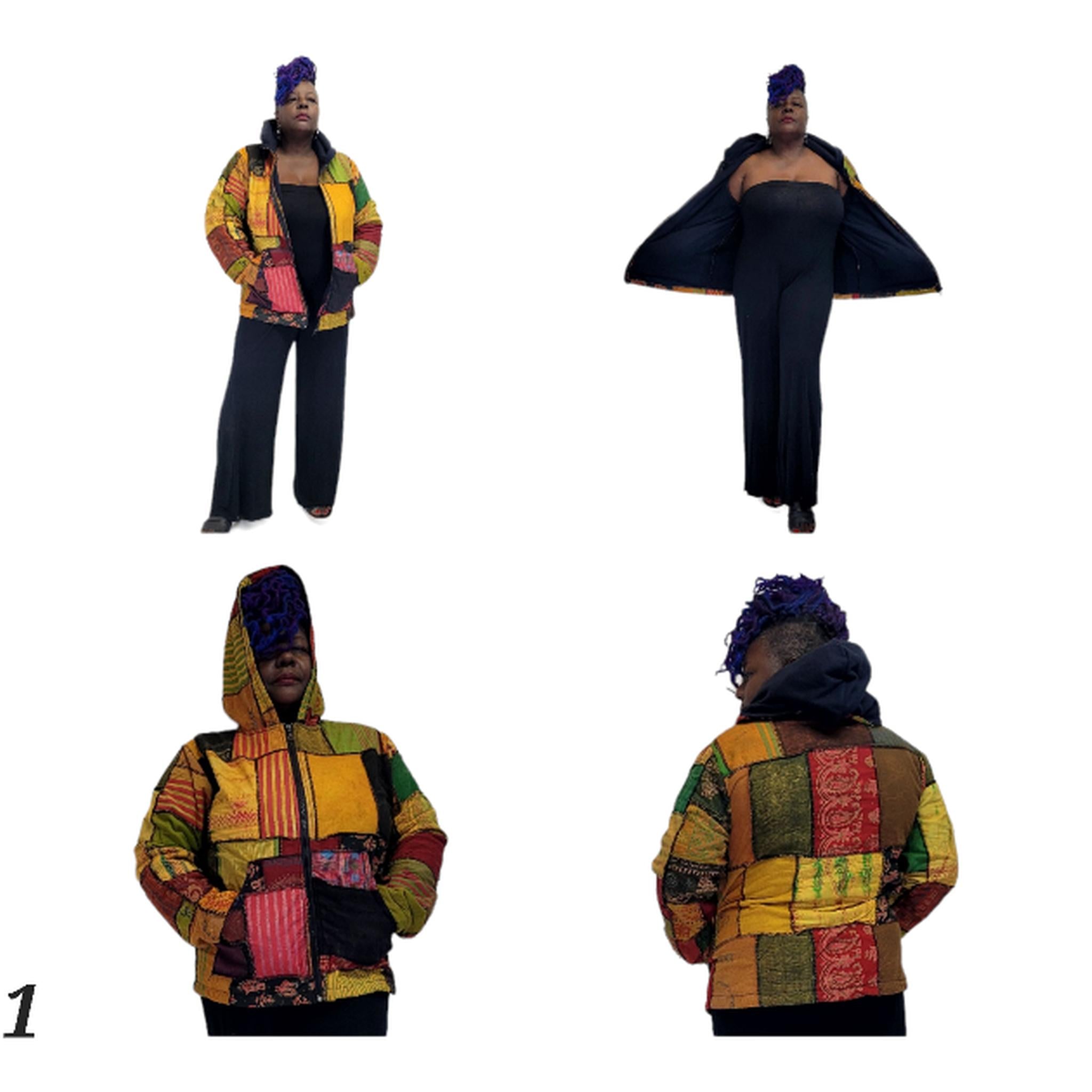 Fleece-Lined Patchwork Jacket Hooded Cotton Zip S-XL | SanJules