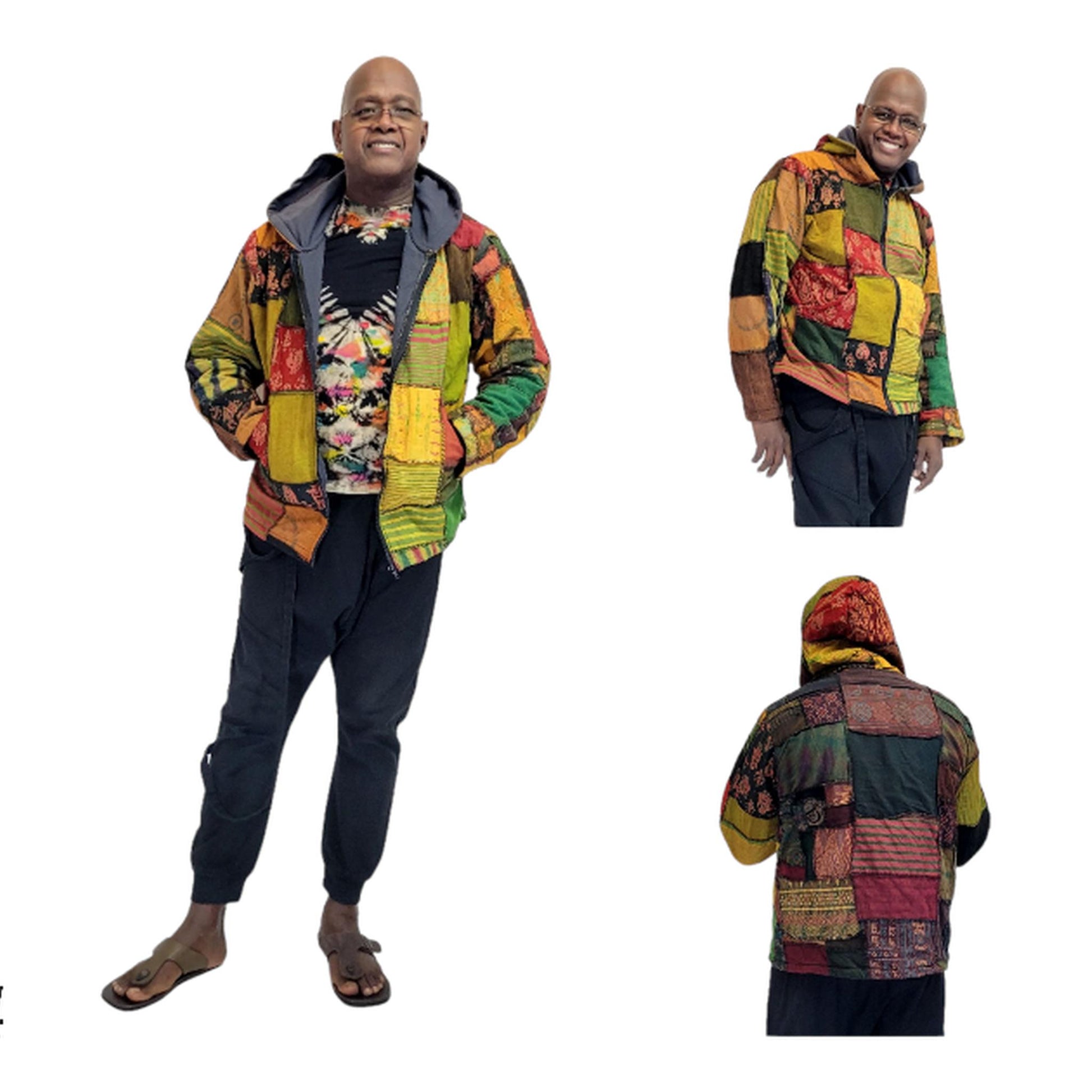 Patch work hood Jacket