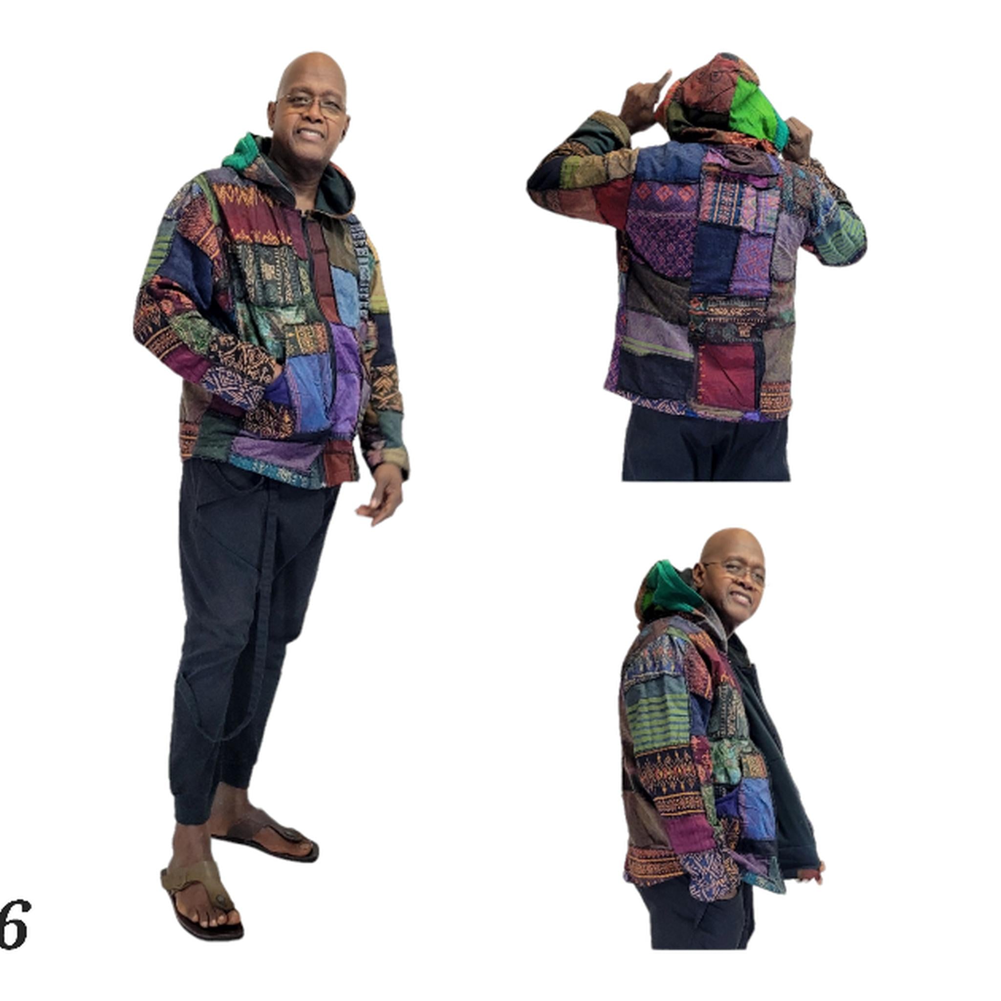 Fleece-Lined Patchwork Jacket Hooded Cotton Zip S-XL | SanJules