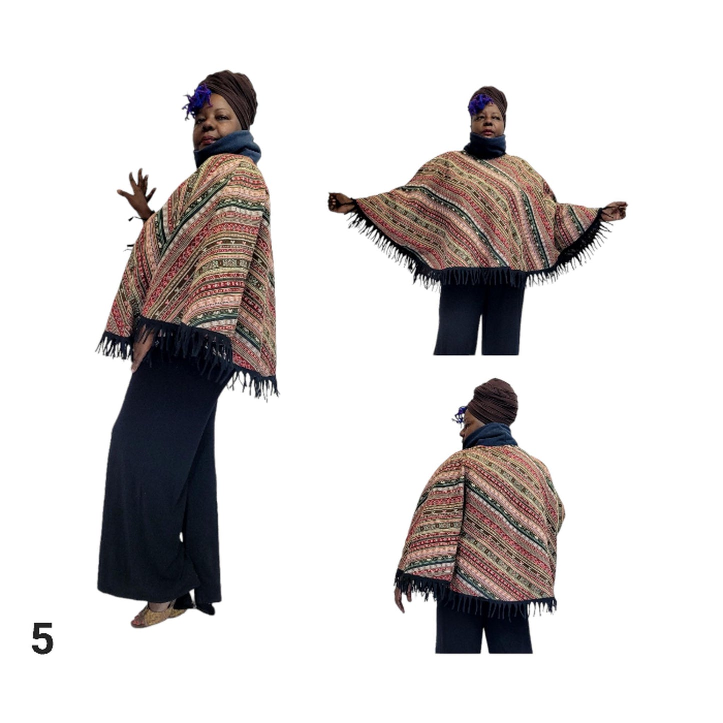 "High-strength handloomed cotton weave texture - artisan crafted poncho details