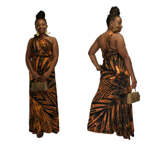 Brown base wrap dress-