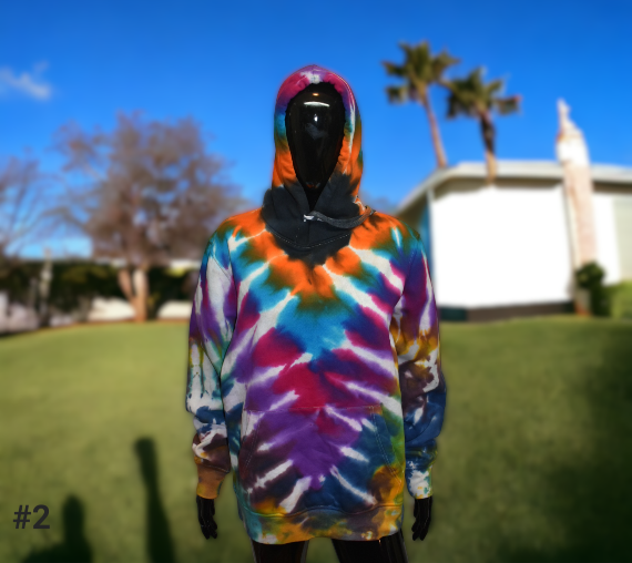 Tie-dye hooded sweatshirt.  