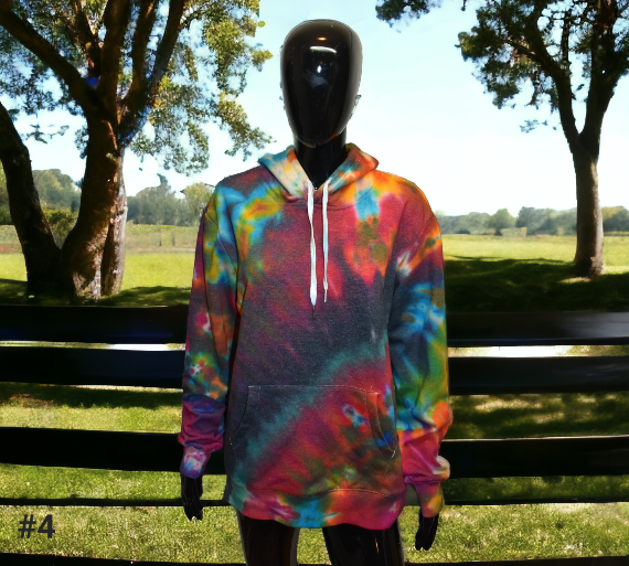 Tie-dye hooded sweatshirt.  